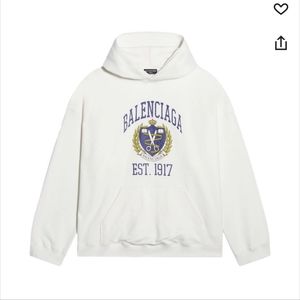 Balenciaga White College Logo Hoodie 10Y